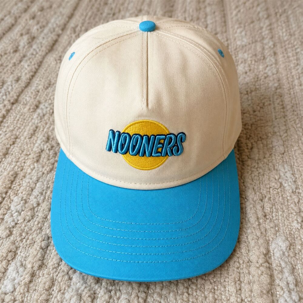Barstool Sports High Noon Nooners Hat Cream Blue Snapback Cap Trucker Retro